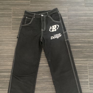 Jeans noir avec coutures blanches - Streetwear