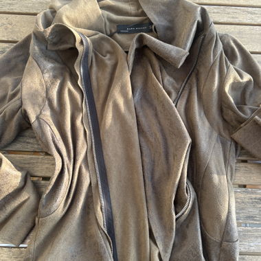 ZARA Green Suede Leather Blazer