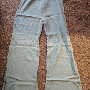 Pantaloni in lino ampi turchese