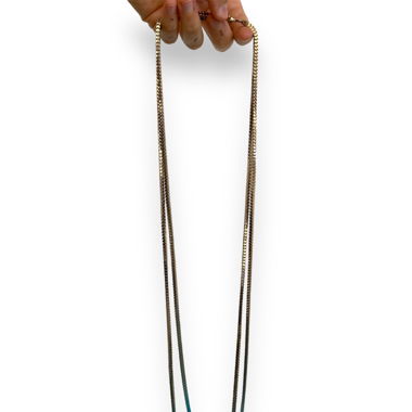 Collier sautoir en métal doré et bleu