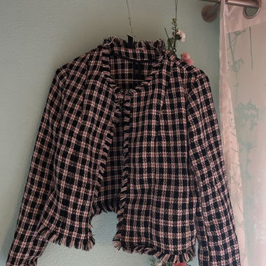 Veste à carreaux avec franges