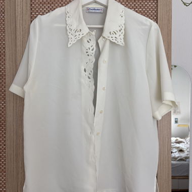 White Blouse with Lace Collar