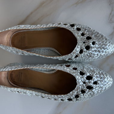Ballerine Sézane argentate in pelle