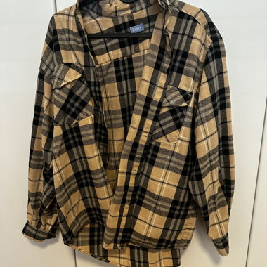 Camicia a quadri beige e nera