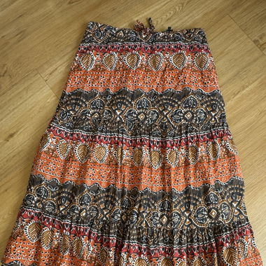 Midi Printed Skirt adjustable waist