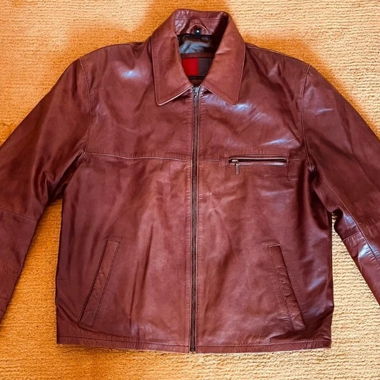 Veste en cuir marron