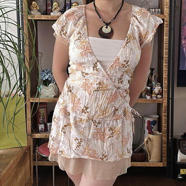 japanese vintage: white floral print dress