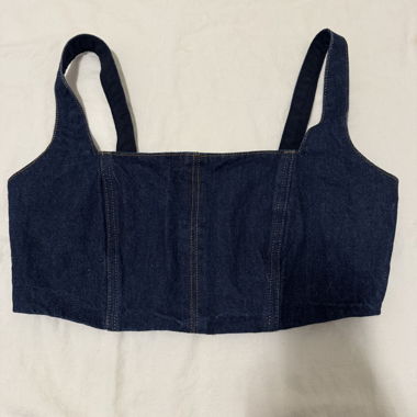 Top in denim crop con zip