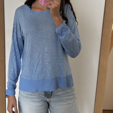 Maglione con strass blu