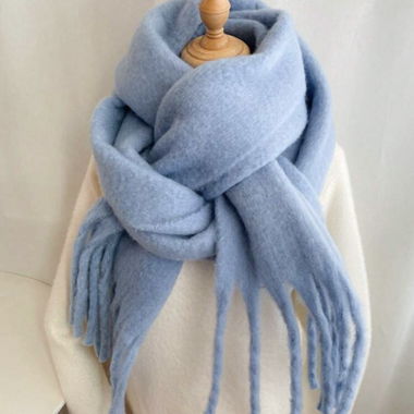 Écharpe à franges bleu clair