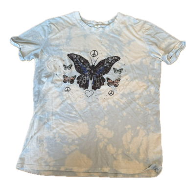 T-shirt celeste tie-dye con stampa farfalla S