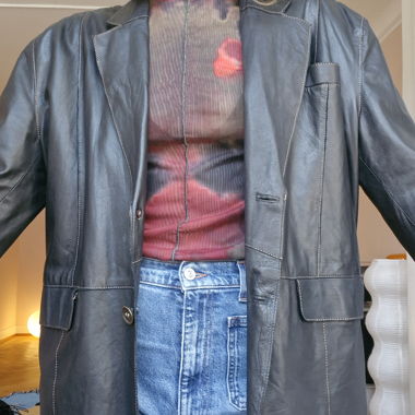Dark Brown Leather Blazer Jacket