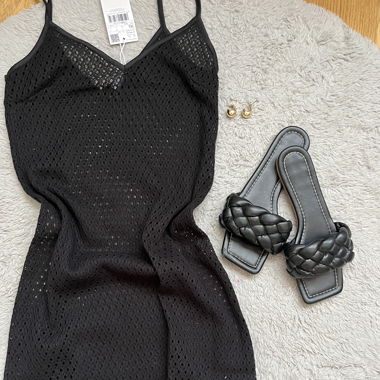Robe de plage en maille noire 