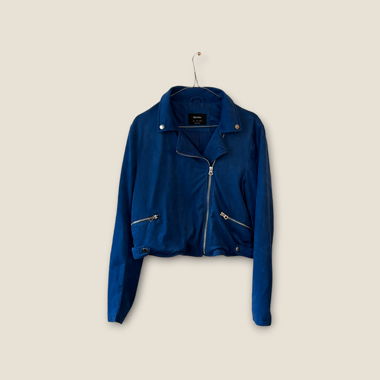 Royal Blue Crop Suede Jacket