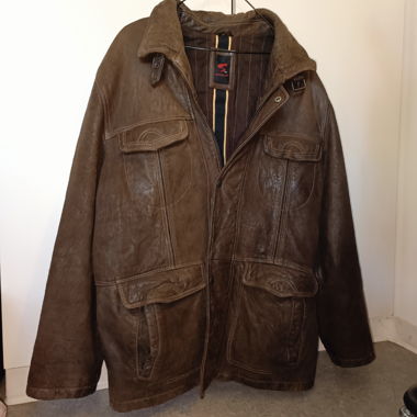 Braune Baggy-Lederjacke