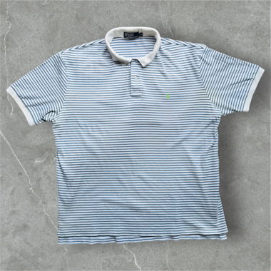 Vintage Ralph Lauren Polo Shirt -Size XL- white/blue
