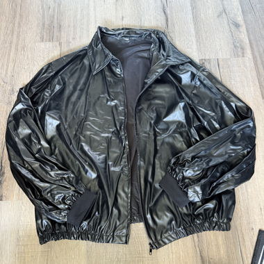 Faux leather bomber jacket