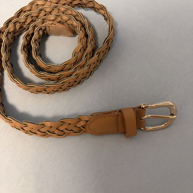 Cintura in pelle intrecciata marrone