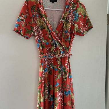 Red Floral Wrap Dress