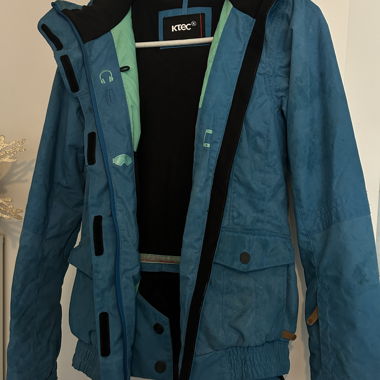 Giacca da sci KTEC blu con pelliccia