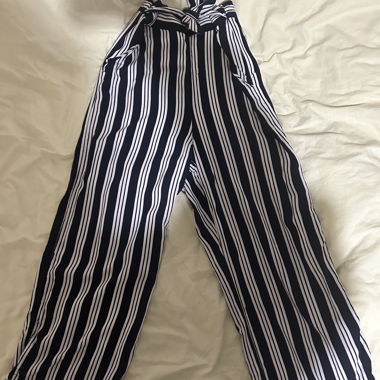 H&M striped wide-leg trousers (line pants)