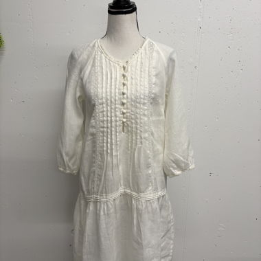 Globus White Linen Dress Size 34 Boho
