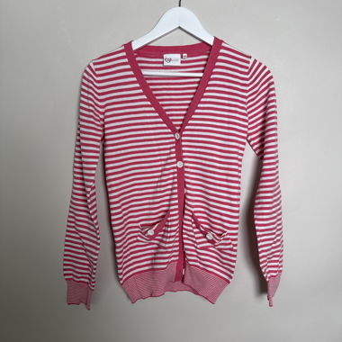 Cardigan rayé rose