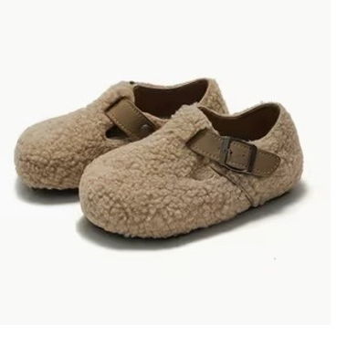 Scarpine bambini in pelliccia sintetica beige