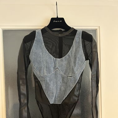 Unique denim lace bodysuit 