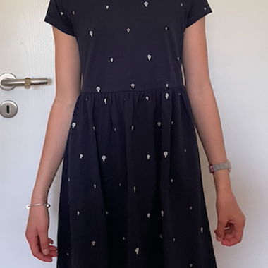 Navy dress with pattern
