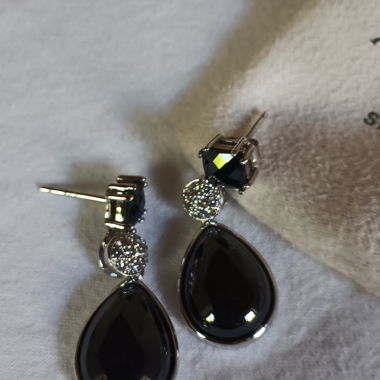 Black and Silver Drop Earrings