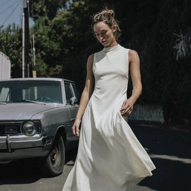 Cream-colored midi dress