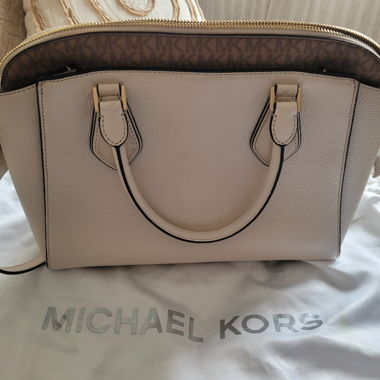 Michael Kors beige grained leather handbag