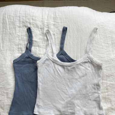2 blue and white rib tank top from Australia 