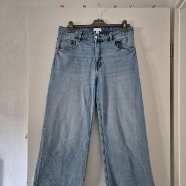 Jean large taille haute bleu clair