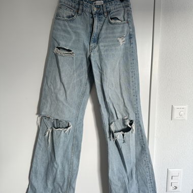 Jeans a gamba larga effetto vissuto