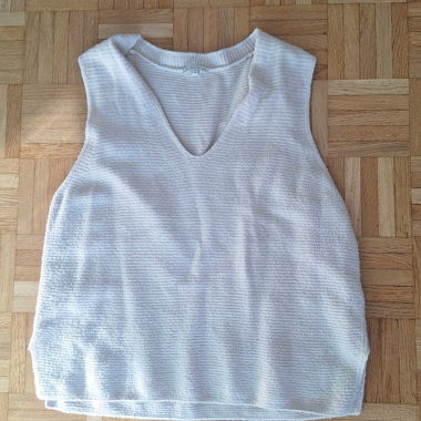 Top senza maniche in maglia écru-beige