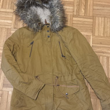 Giacca Parka con Cappuccio e Finiture in Pelliccia