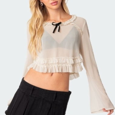 Blusa con volant e fiocco