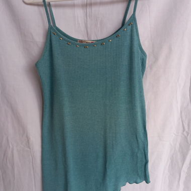 Light blue ribbed asymmetric top Pink Woman