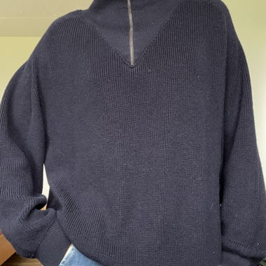 Maglione con zip blu