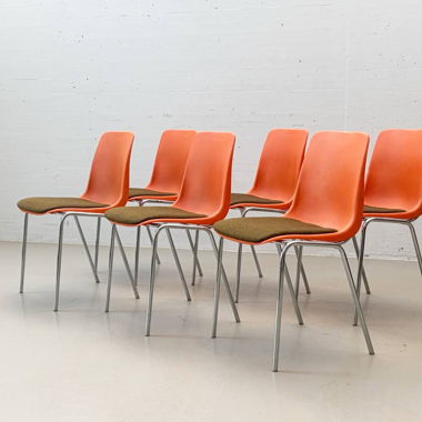 Set of 6 stackable chairs by Cofillex, 1970s