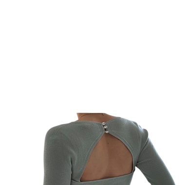 Pull vert pastel dos nu