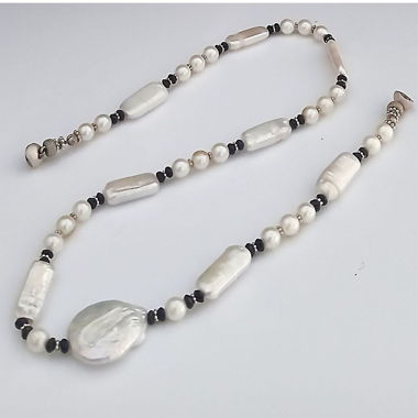 Perles Keshi - Collier 96 cm - Pièce unique - Argent