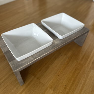Ciotola per cani in legno e ceramica