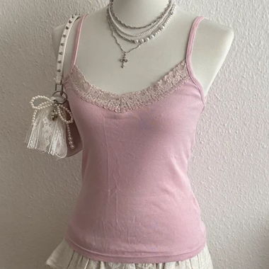 Y2K Pink Lace Top