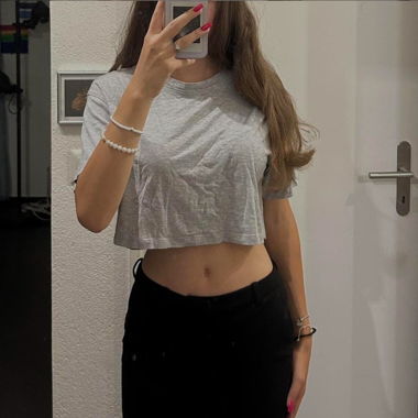 graues crop T-Shirt