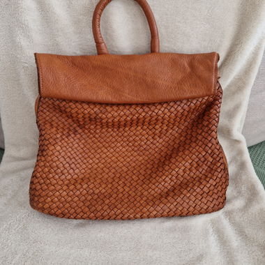 Echtleder-Rucksack/Tasche, cognacbraun