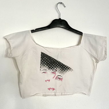 Top vintage effetto coccodrillo bianco, Taglia S