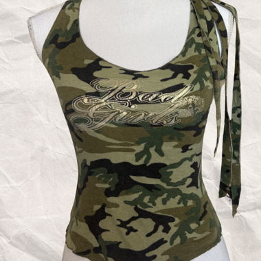 Camouflage tie-strap tank top